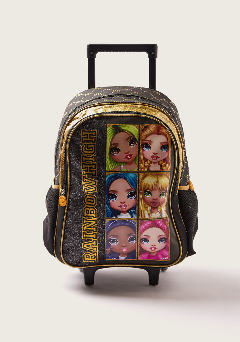 Rainbow High Printed 16-inch Trolley Backpack with Zip Closure-Trolleys-image-0