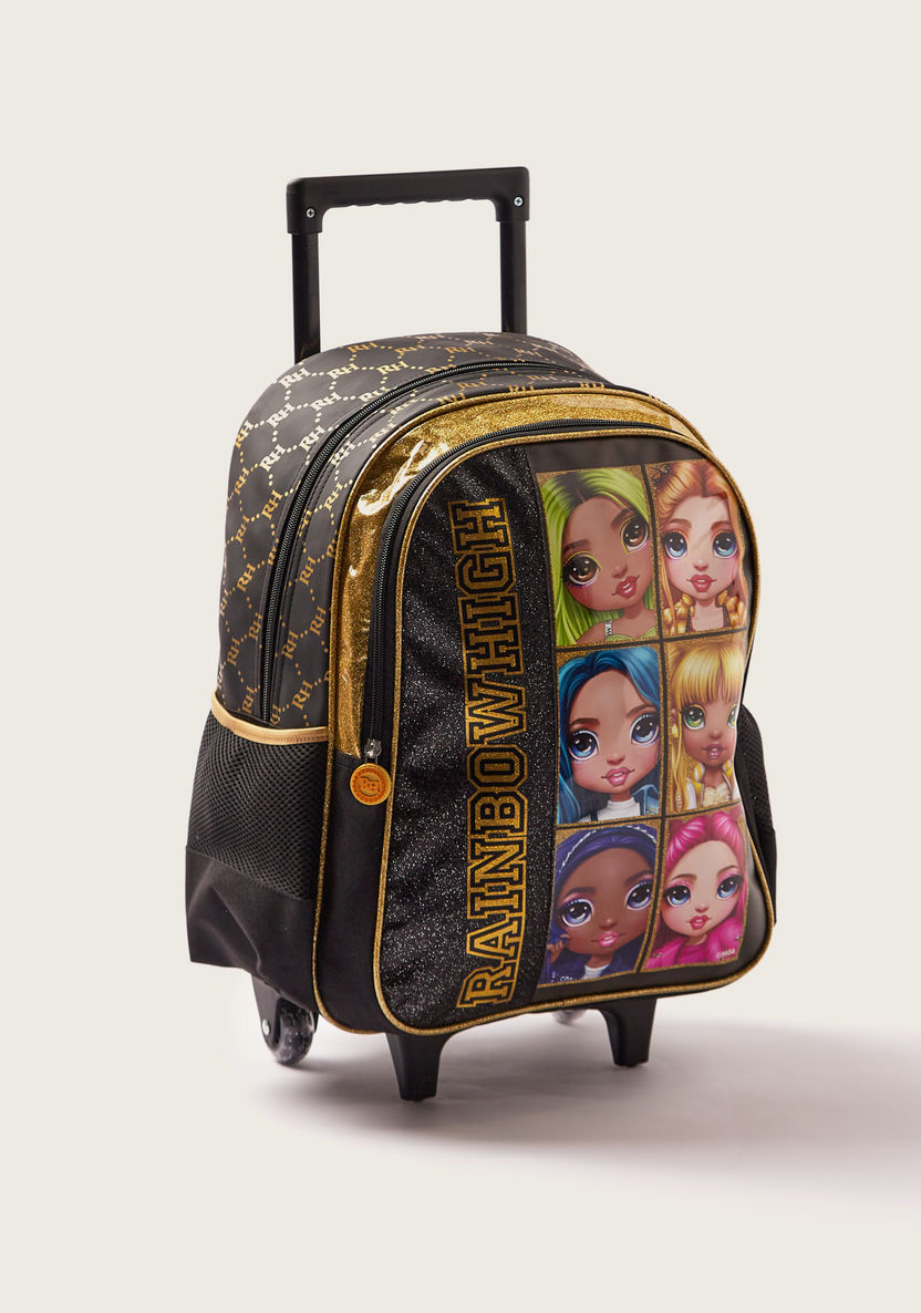 Rainbow High Printed 16-inch Trolley Backpack with Zip Closure-Trolleys-image-1