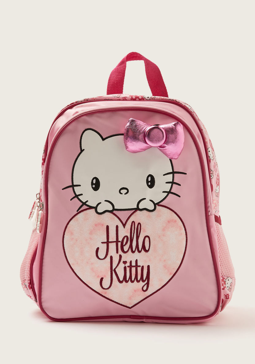 Hello Kitty Print Backpack with Bow Accent - 14 inches-Backpacks-image-0