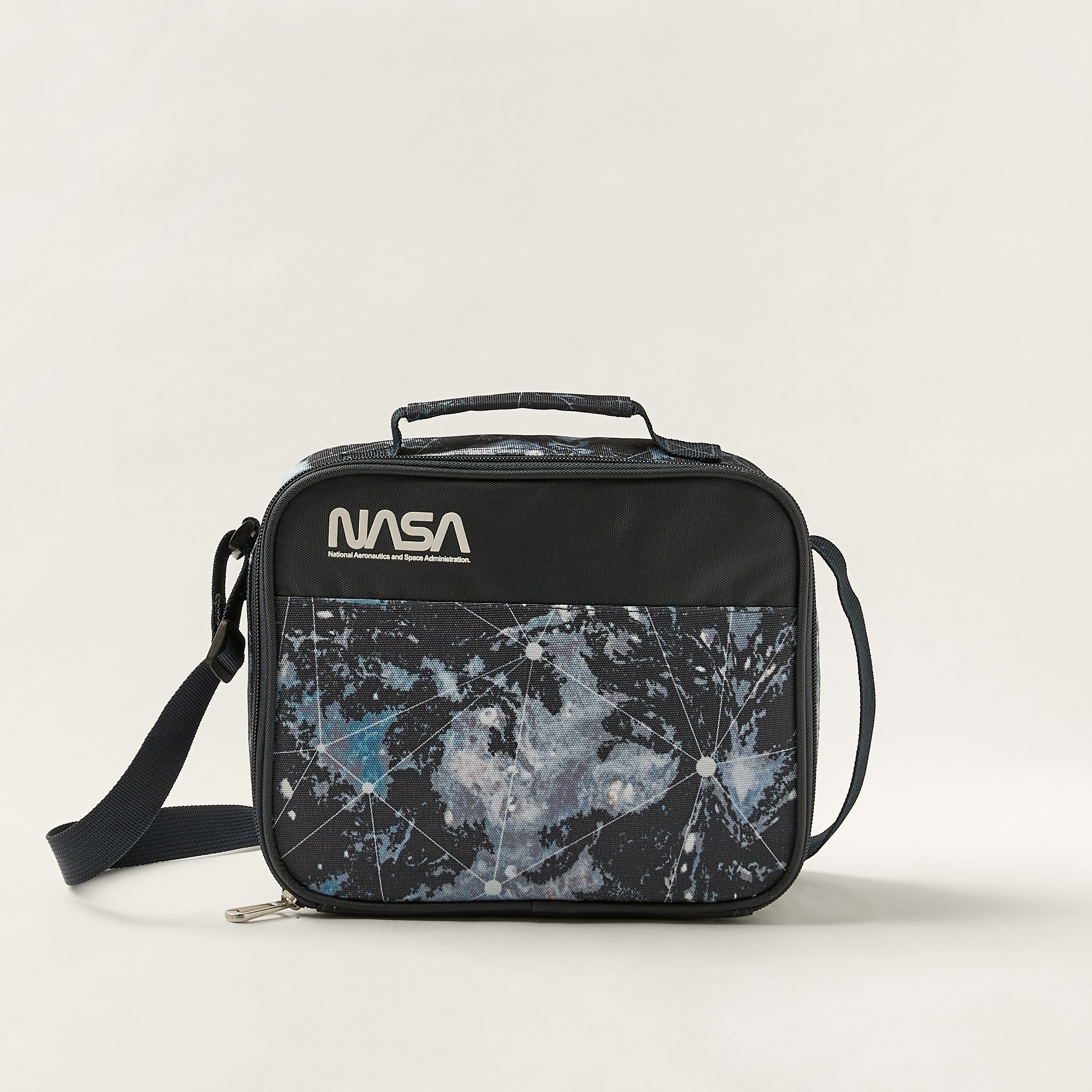 NASA Galaxy Print Lunch Bag with Adjustable Strap and Zip Closure-school-lunchessentials-lunchbags-image-1