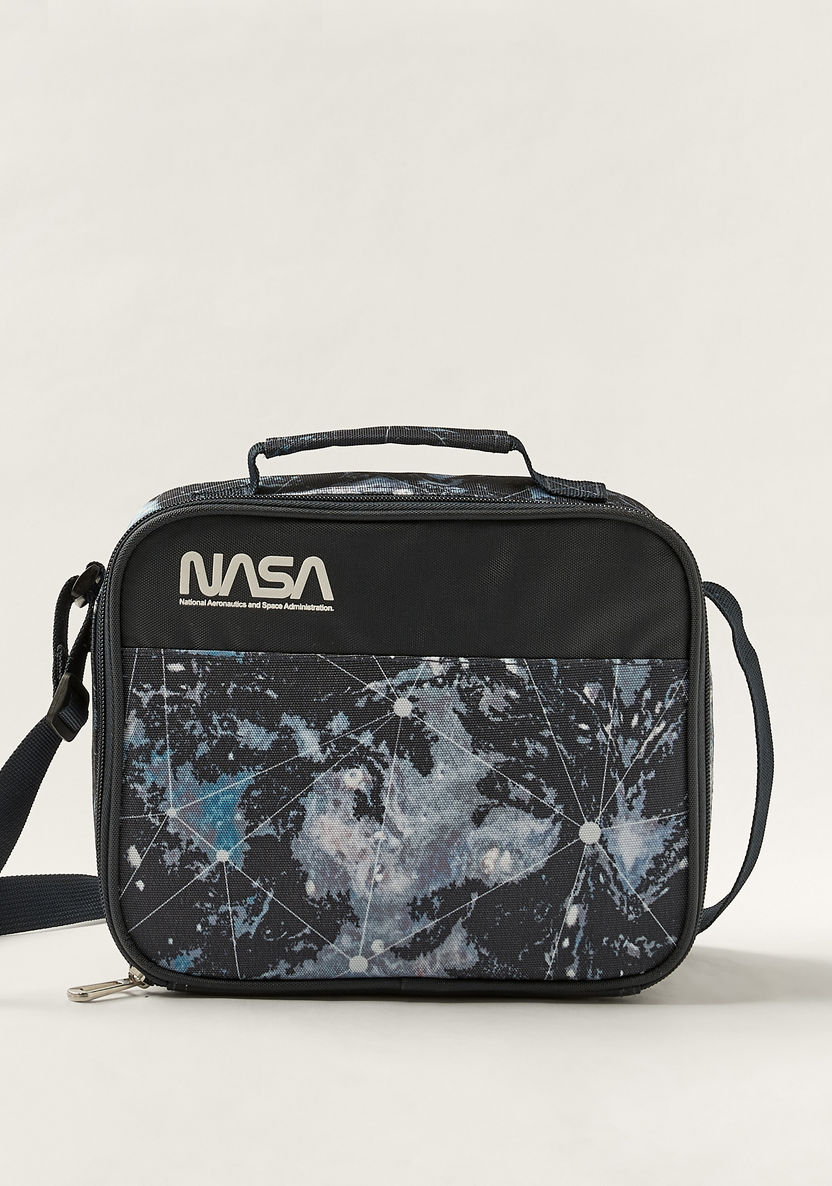NASA Galaxy Print Lunch Bag with Adjustable Strap and Zip Closure-Lunch Bags-image-0