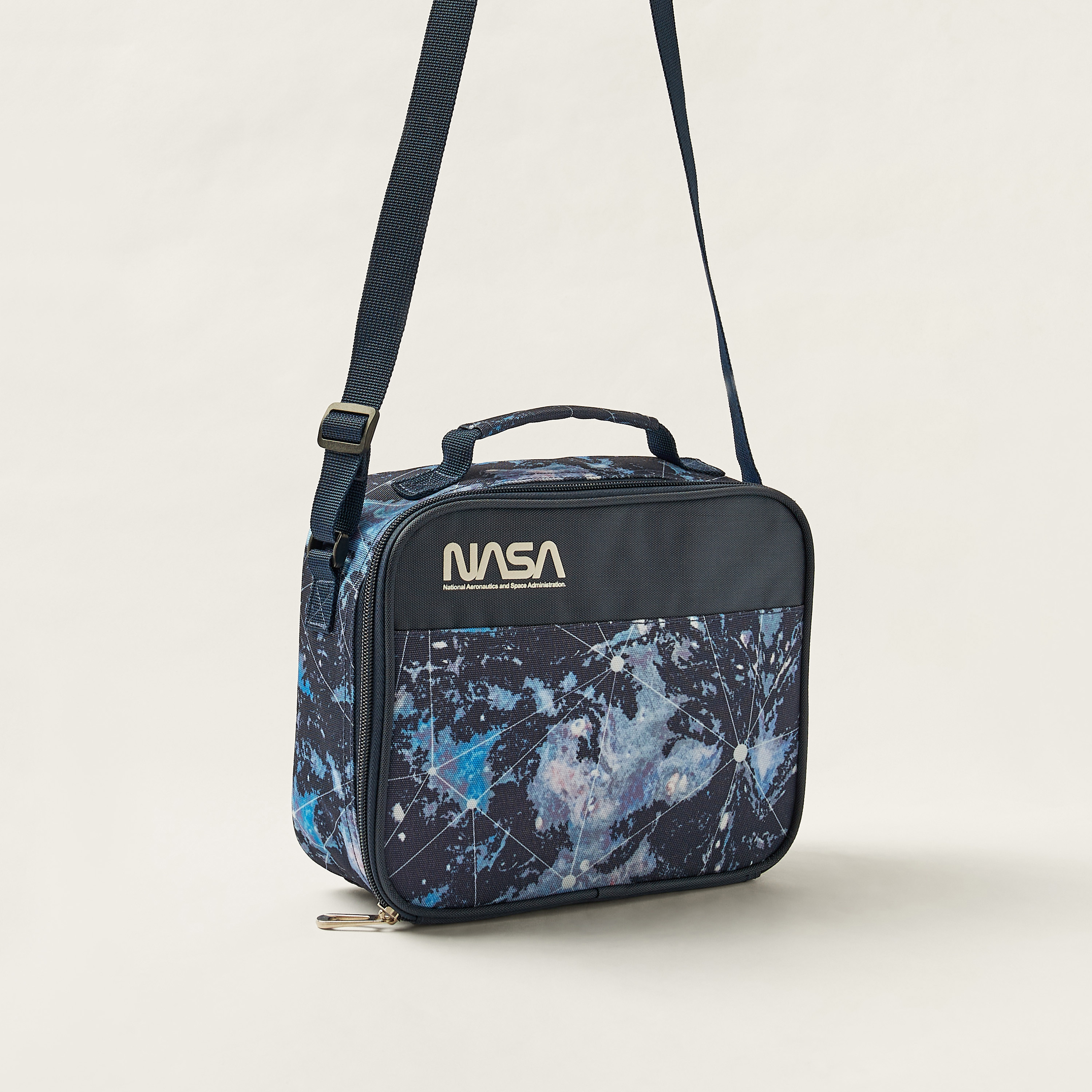NASA Galaxy Print Lunch Bag with Adjustable Strap and Zip Closure-school-lunchessentials-lunchbags-image-2