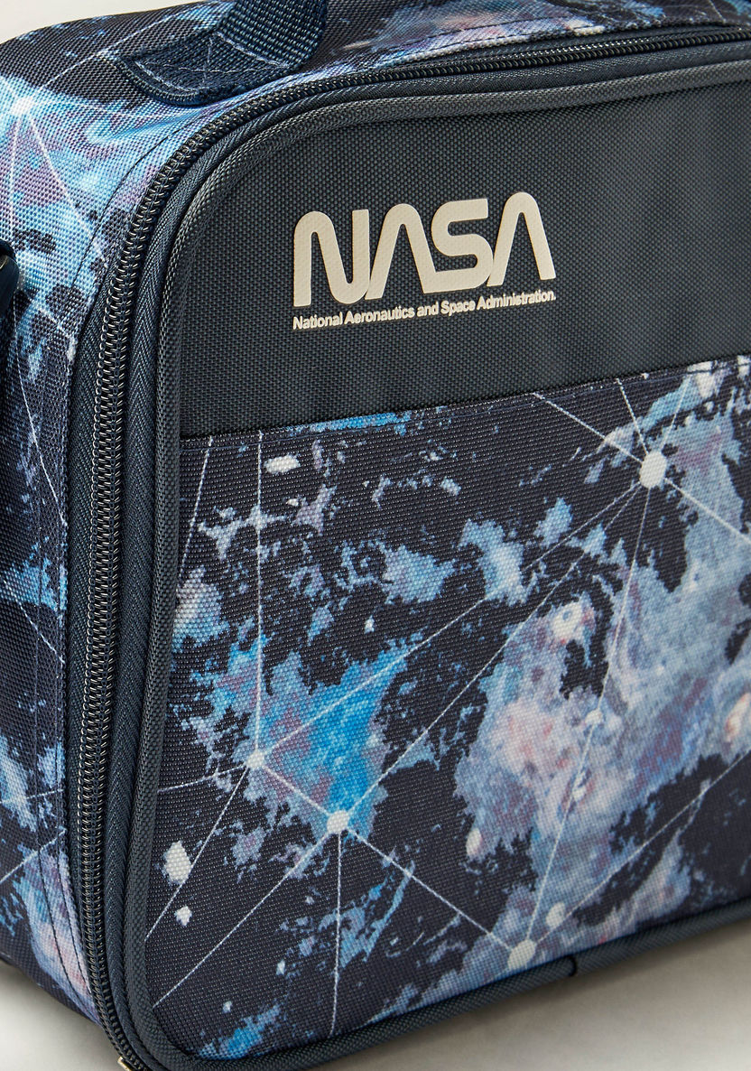 NASA Galaxy Print Lunch Bag with Adjustable Strap and Zip Closure-Lunch Bags-image-2