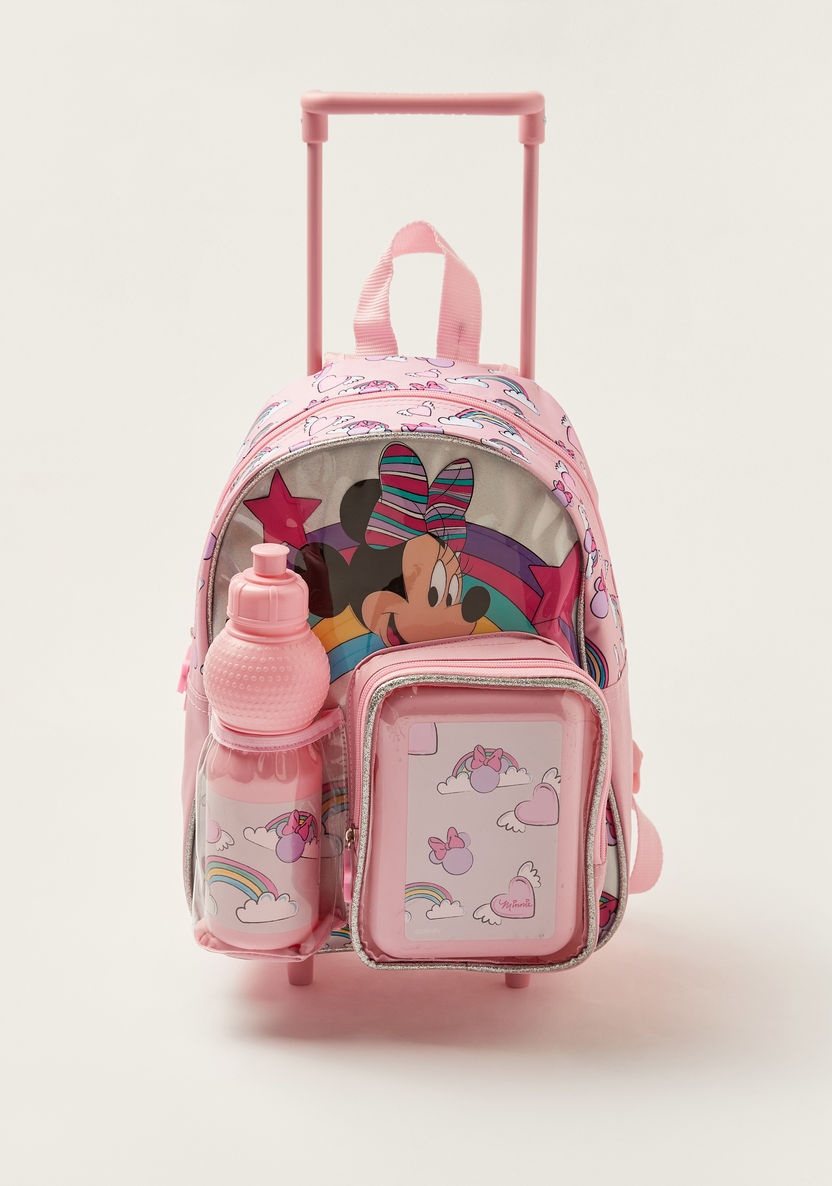Simba Minnie Mouse Print 14-inch Trolley Backpack with Lunch Box and Water Bottle-School Sets-image-0