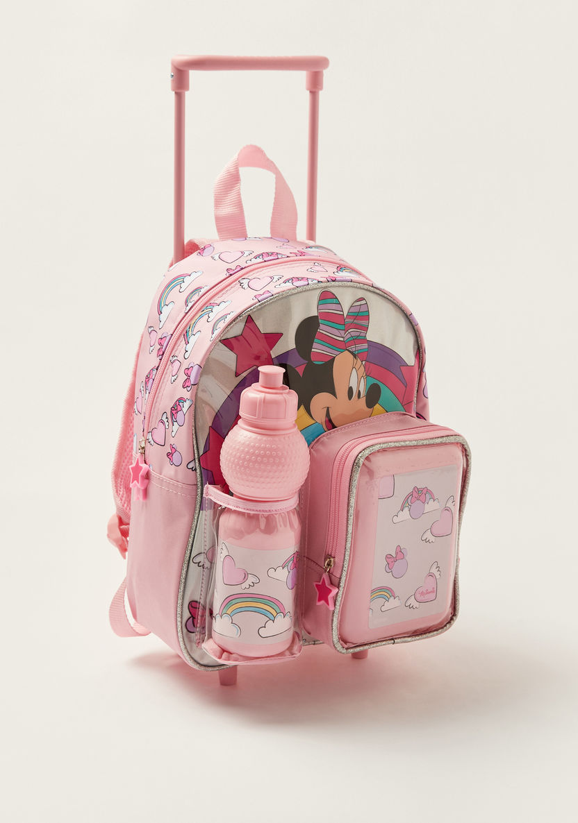 Simba Minnie Mouse Print 14-inch Trolley Backpack with Lunch Box and Water Bottle-School Sets-image-1