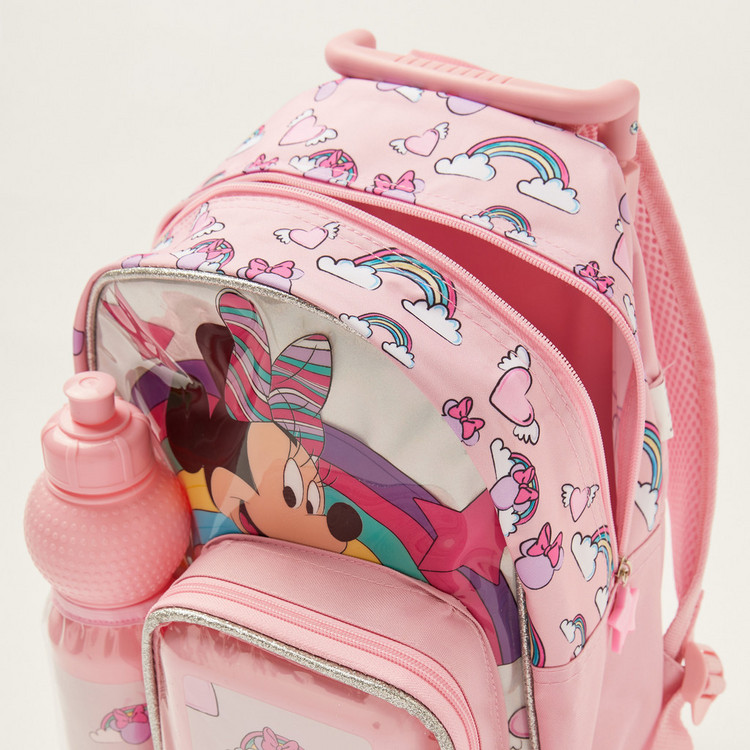 Simba Minnie Mouse Print 14-inch Trolley Backpack with Lunch Box and Water Bottle