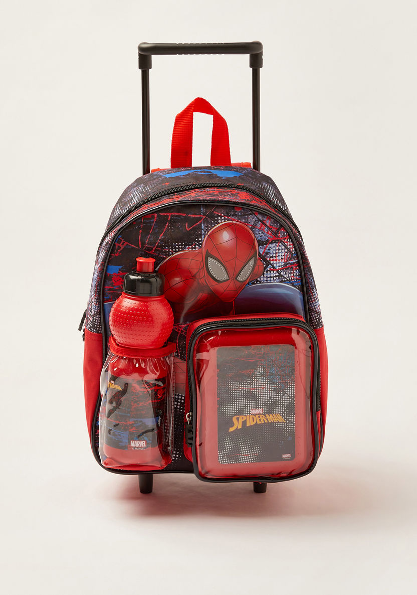 Simba Spider-Man Print 14-inch Trolley Backpack with Lunch Box and Water Bottle-School Sets-image-0