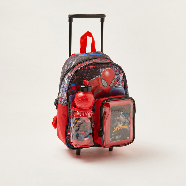 Simba Spider-Man Print 14-inch Trolley Backpack with Lunch Box and Water Bottle