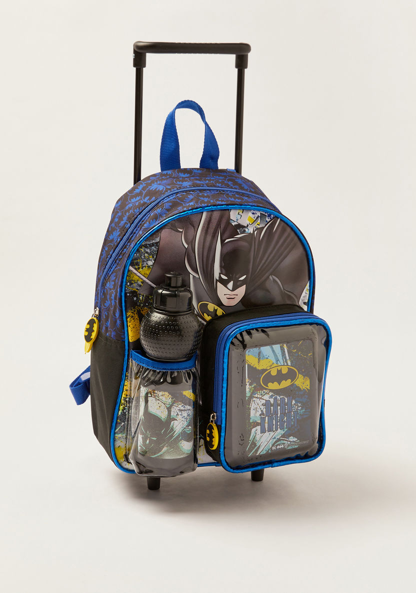 Simba Batman Print 14-inch Trolley Backpack with Lunch Box and Water Bottle-School Sets-image-1