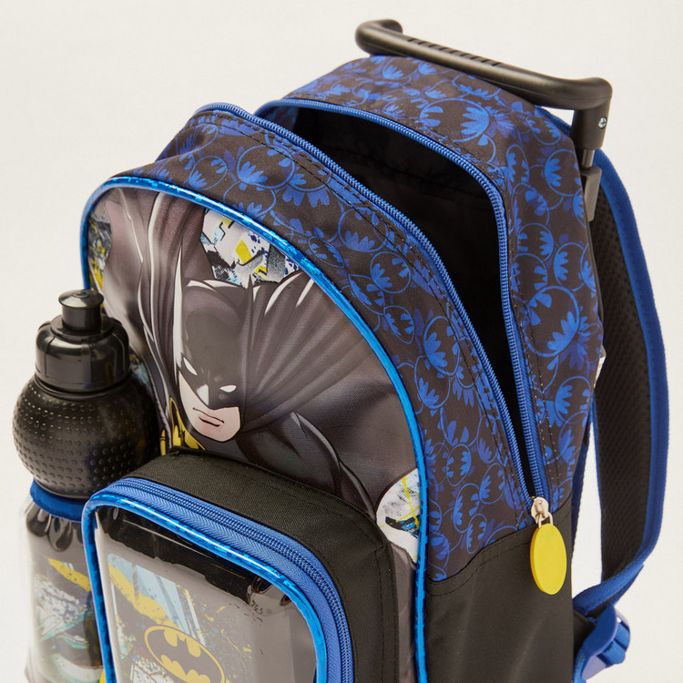 Simba Batman Print 14-inch Trolley Backpack with Lunch Box and Water Bottle