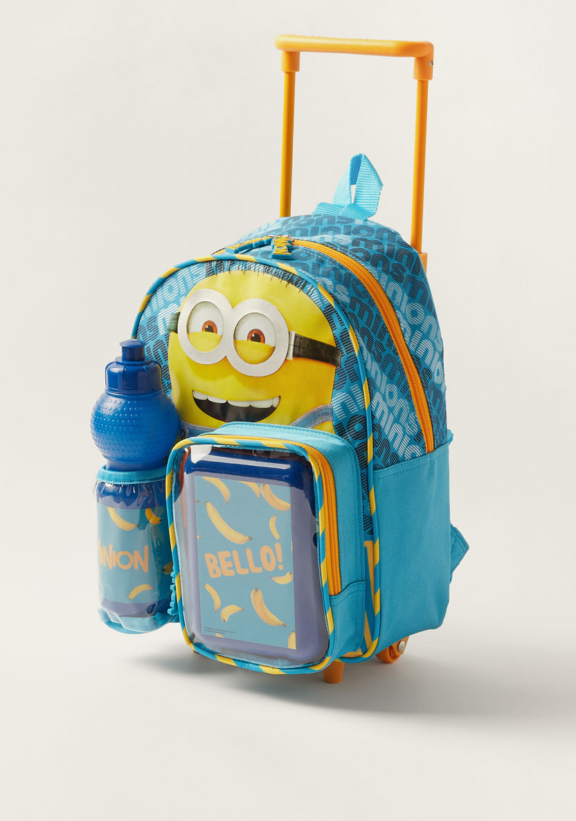 Simba Minion Print Trolley Backpack with Lunch Box and Water Bottle - 14 inches-School Sets-image-1