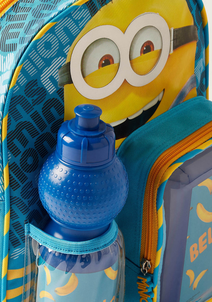 Simba Minion Print Trolley Backpack with Lunch Box and Water Bottle - 14 inches-School Sets-image-2