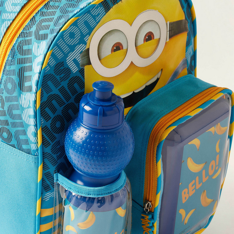 Simba Minion Print Trolley Backpack with Lunch Box and Water Bottle - 14 inches
