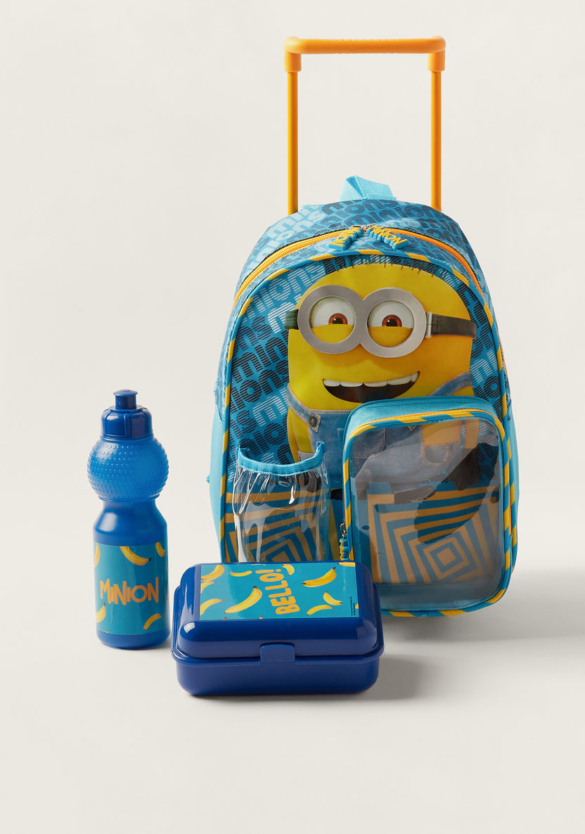 Simba Minion Print Trolley Backpack with Lunch Box and Water Bottle - 14 inches-School Sets-image-8