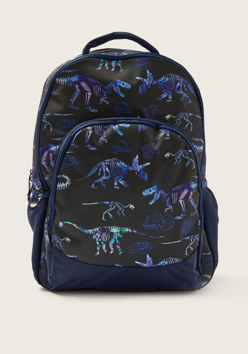 Juniors Dinosaur Print Backpack with Adjustable Shoulder Straps - 18 inches-Backpacks-image-0