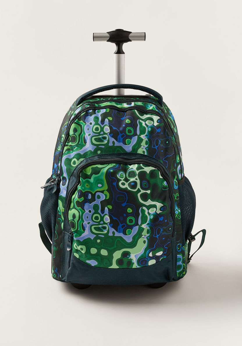 Juniors All Over Print Trolley Backpack with Retractable Handle - 18 inches-Trolleys-image-0