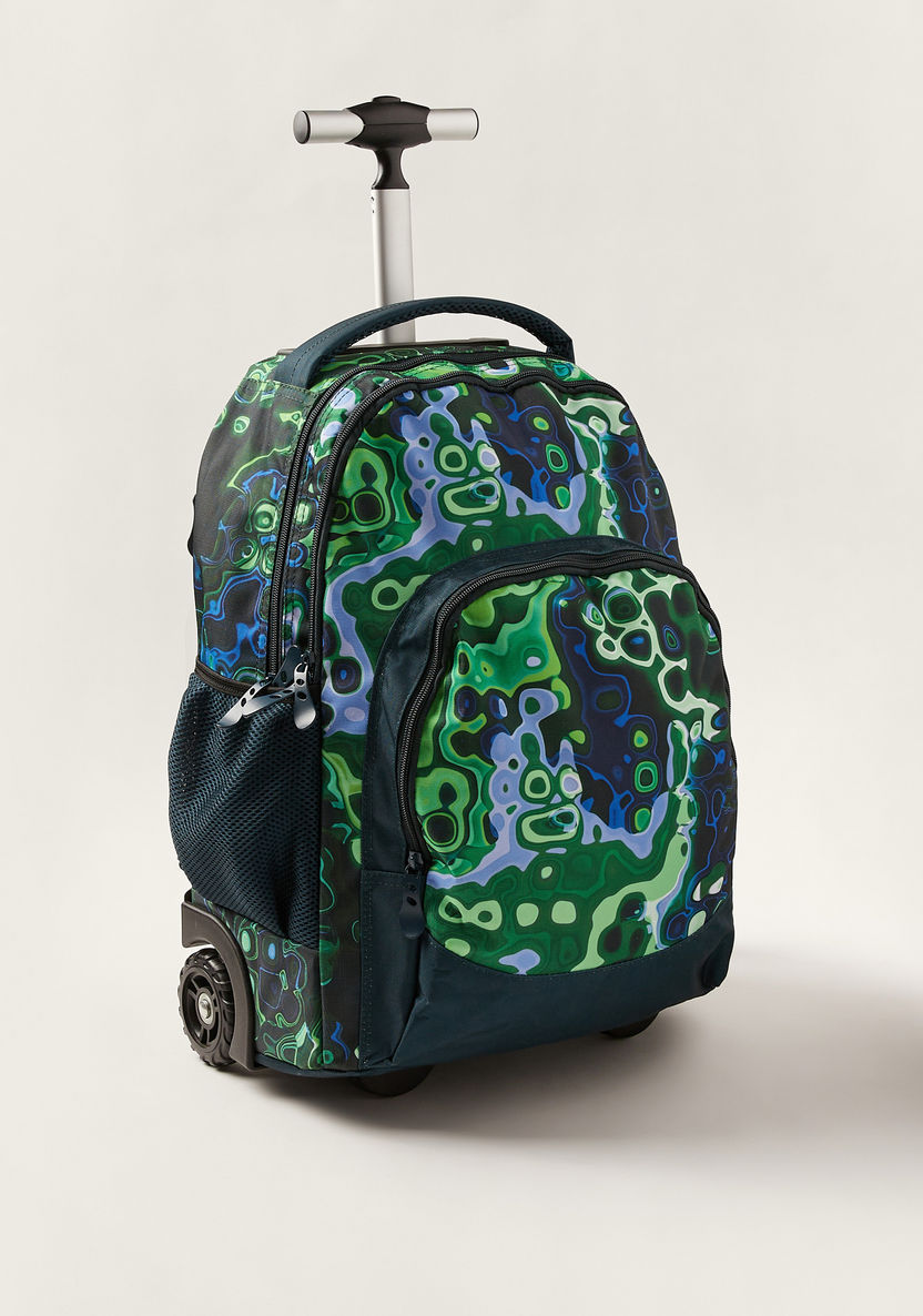 Juniors All Over Print Trolley Backpack with Retractable Handle - 18 inches-Trolleys-image-1