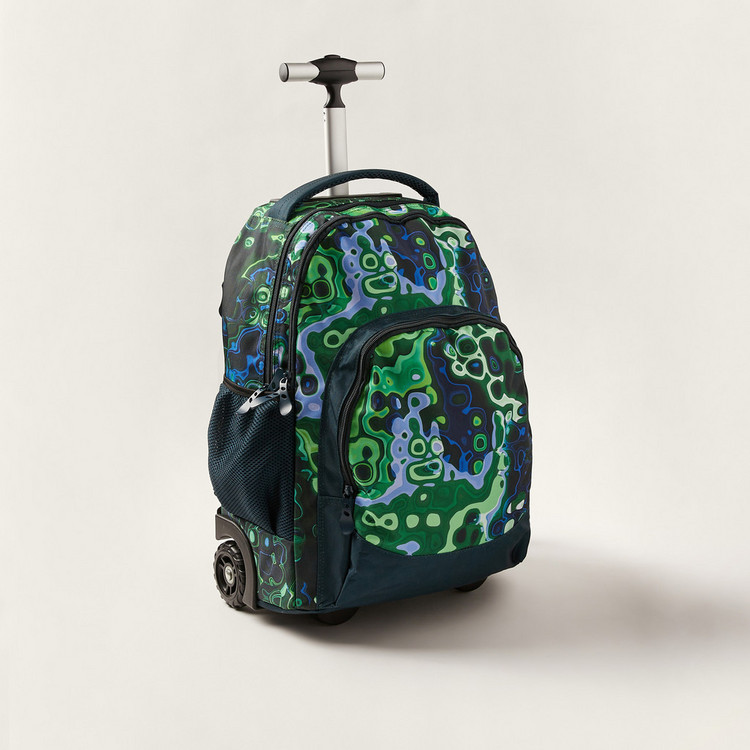 Juniors All Over Print Trolley Backpack with Retractable Handle - 18 inches
