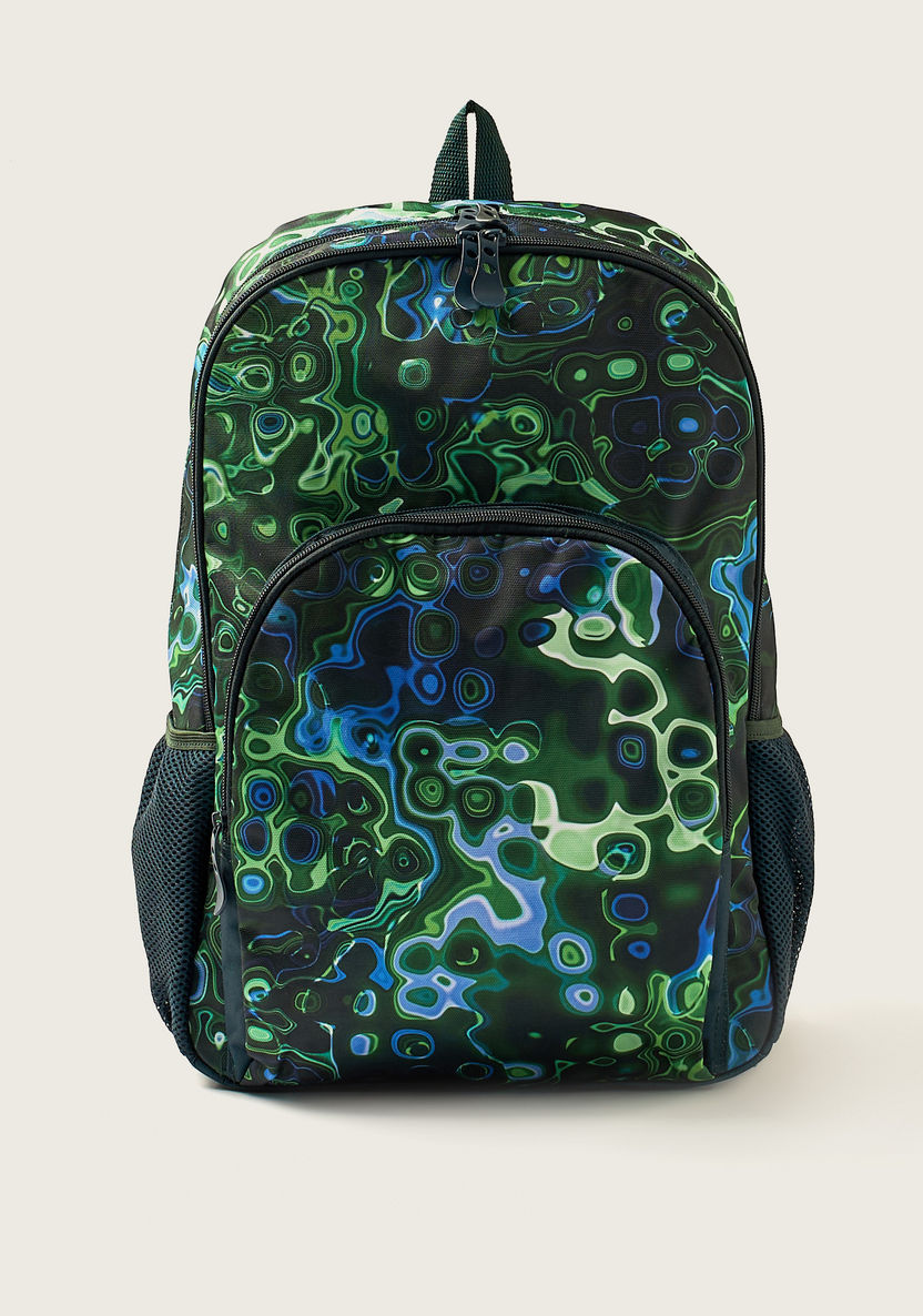 Juniors Abstract Print 18-inch Backpack with Zip Closure and Adjustable Straps-Backpacks-image-0