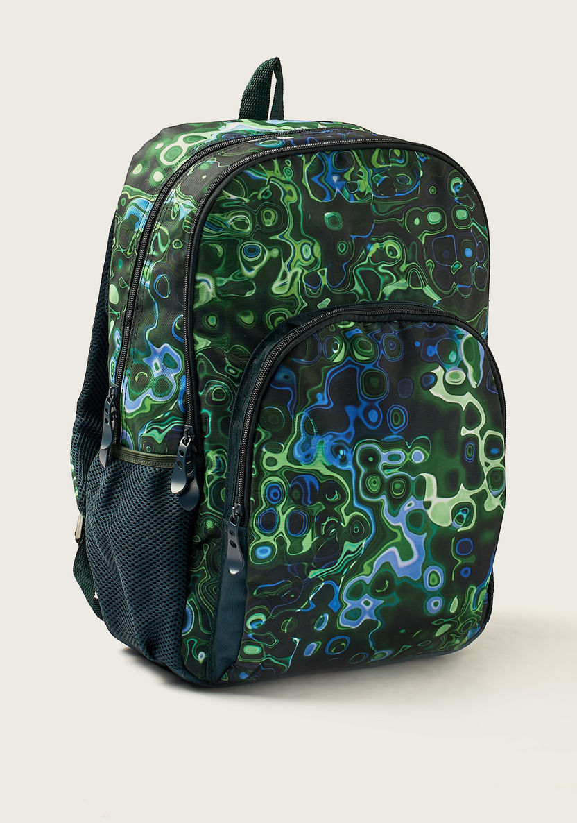 Juniors Abstract Print 18-inch Backpack with Zip Closure and Adjustable Straps-Backpacks-image-1