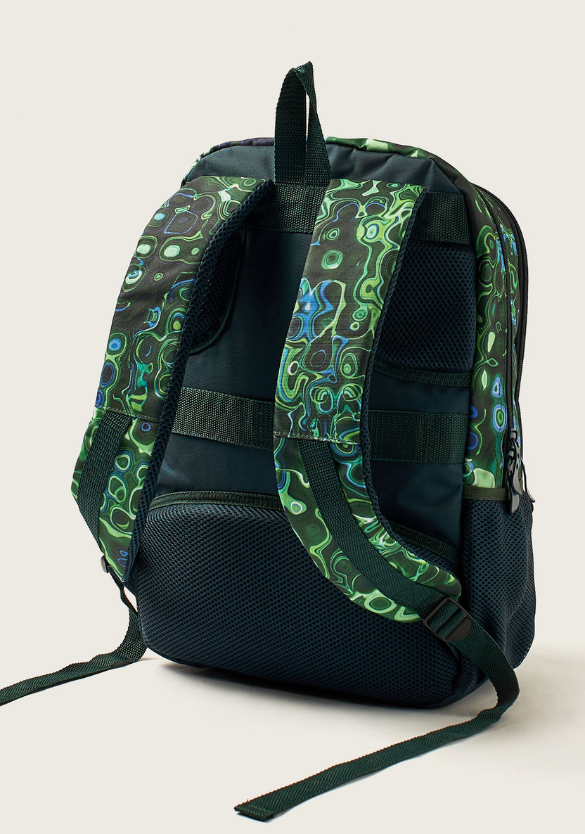 Juniors Abstract Print 18-inch Backpack with Zip Closure and Adjustable Straps-Backpacks-image-3