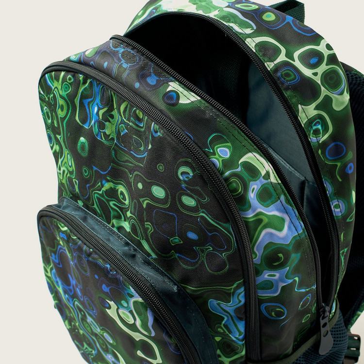 Juniors Abstract Print 18-inch Backpack with Zip Closure and Adjustable Straps