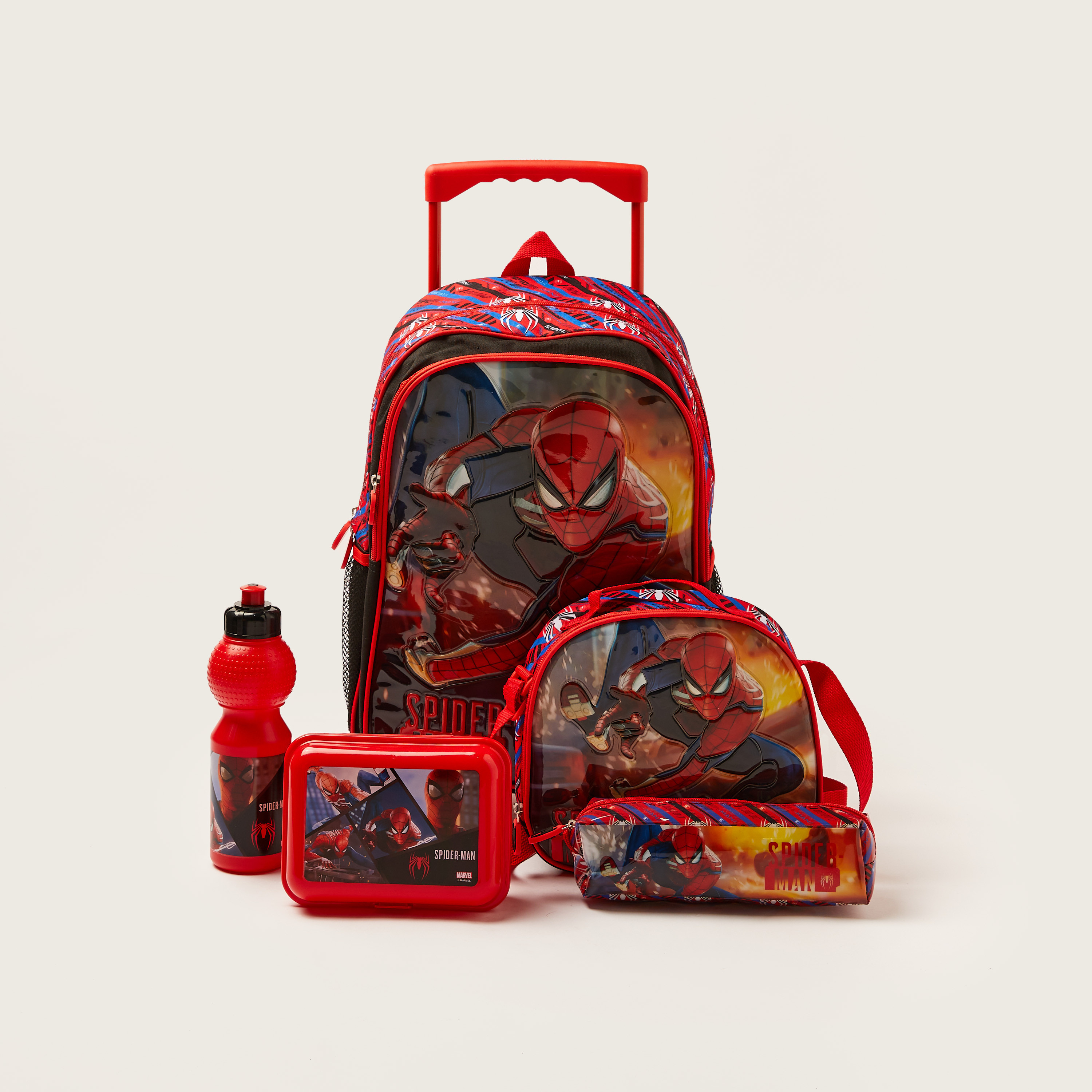 Simba 5-Piece Spider-Man Befighting Trolley Backpack Set - 16 inches-school-bagsandbackpacks-trolleybags-image-1