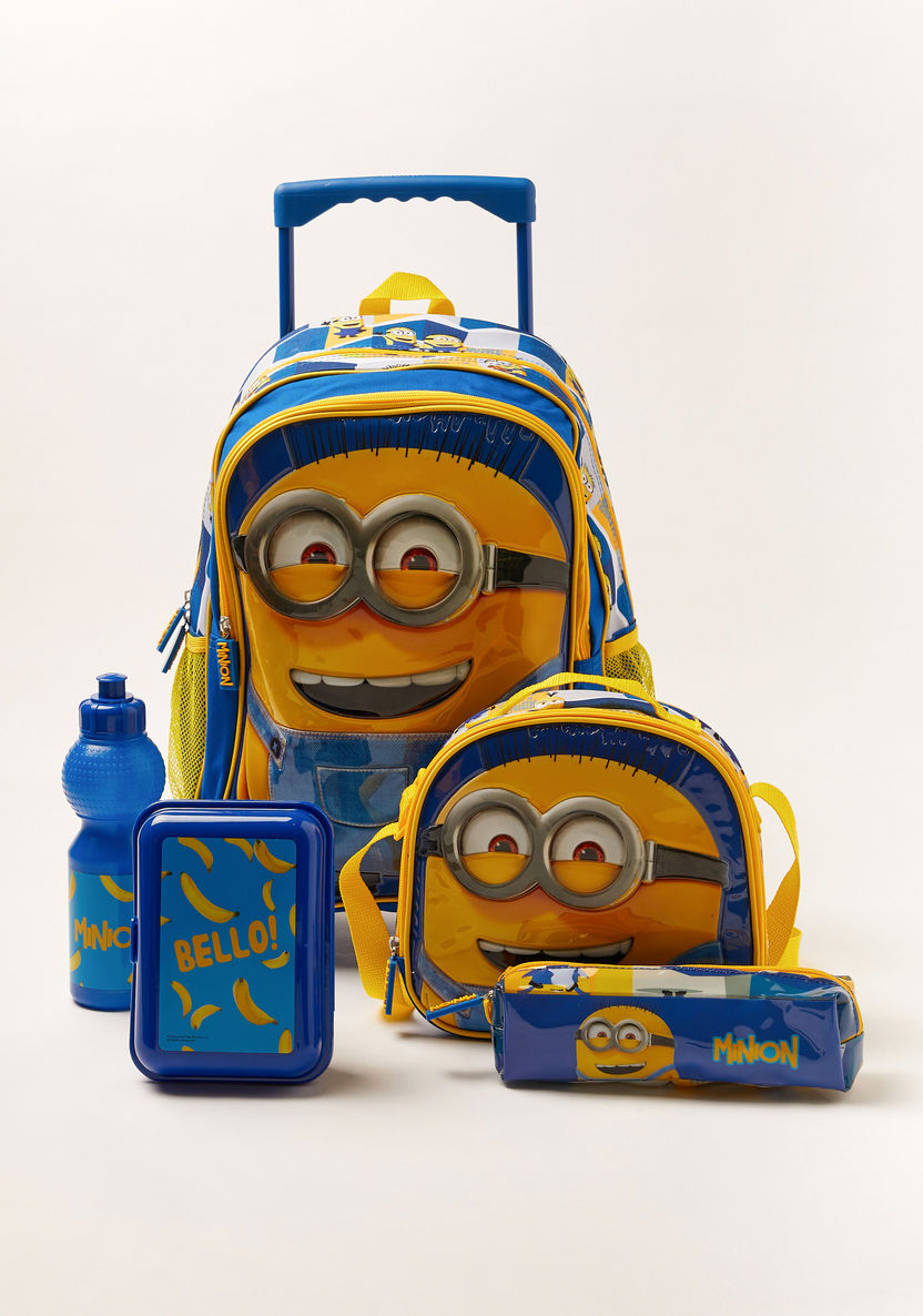 Simba 5-Piece Minions Funny Face Trolley Backpack Set - 16 inches-Trolleys-image-0
