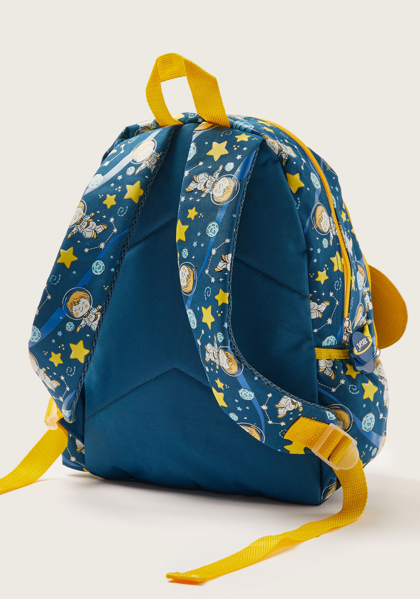 Juniors Printed Backpack with Glitter Textured Applique Detail - 16 inches-Backpacks-image-3