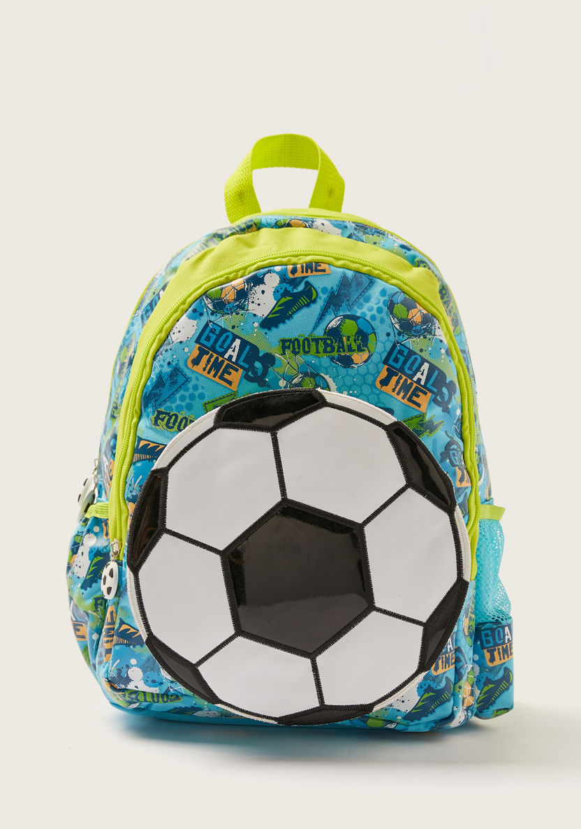 Juniors Football Print Backpack with Zip Closure and Adjustable Straps - 16 inches-Backpacks-image-0