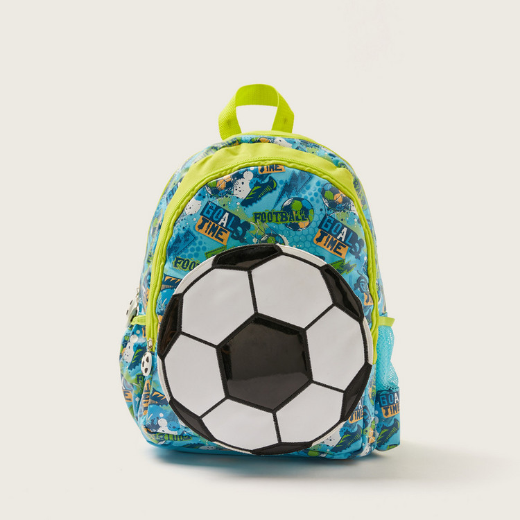 Juniors Football Print Backpack with Zip Closure and Adjustable Straps - 16 inches