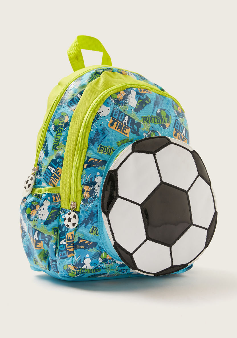 Juniors Football Print Backpack with Zip Closure and Adjustable Straps - 16 inches-Backpacks-image-1
