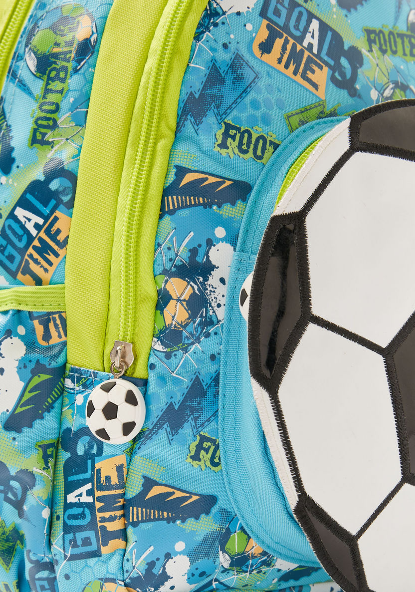 Juniors Football Print Backpack with Zip Closure and Adjustable Straps - 16 inches-Backpacks-image-2