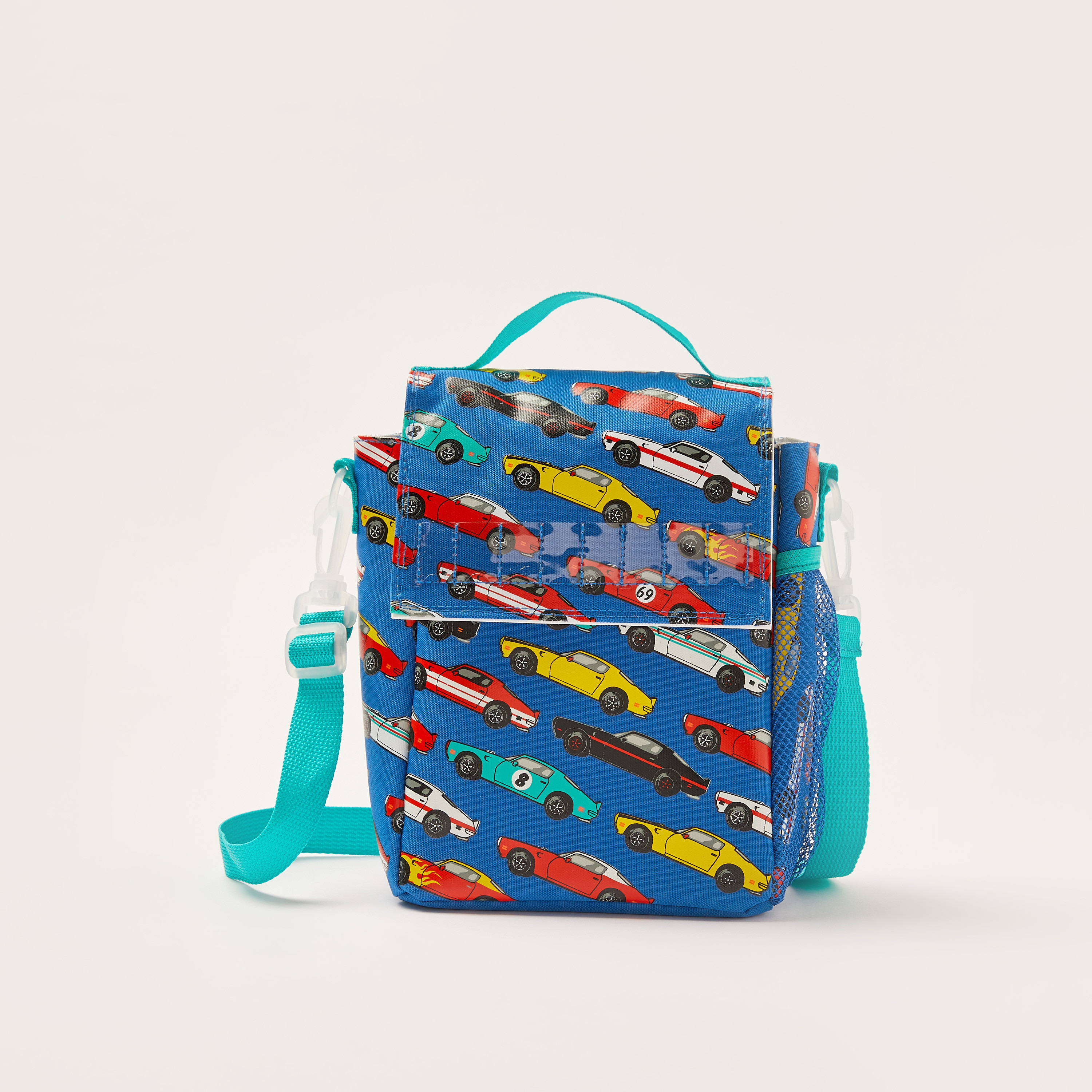 Juniors Car Print Lunch Bag with Detachable Strap and Flap Closure-school-lunchessentials-lunchbags-image-1
