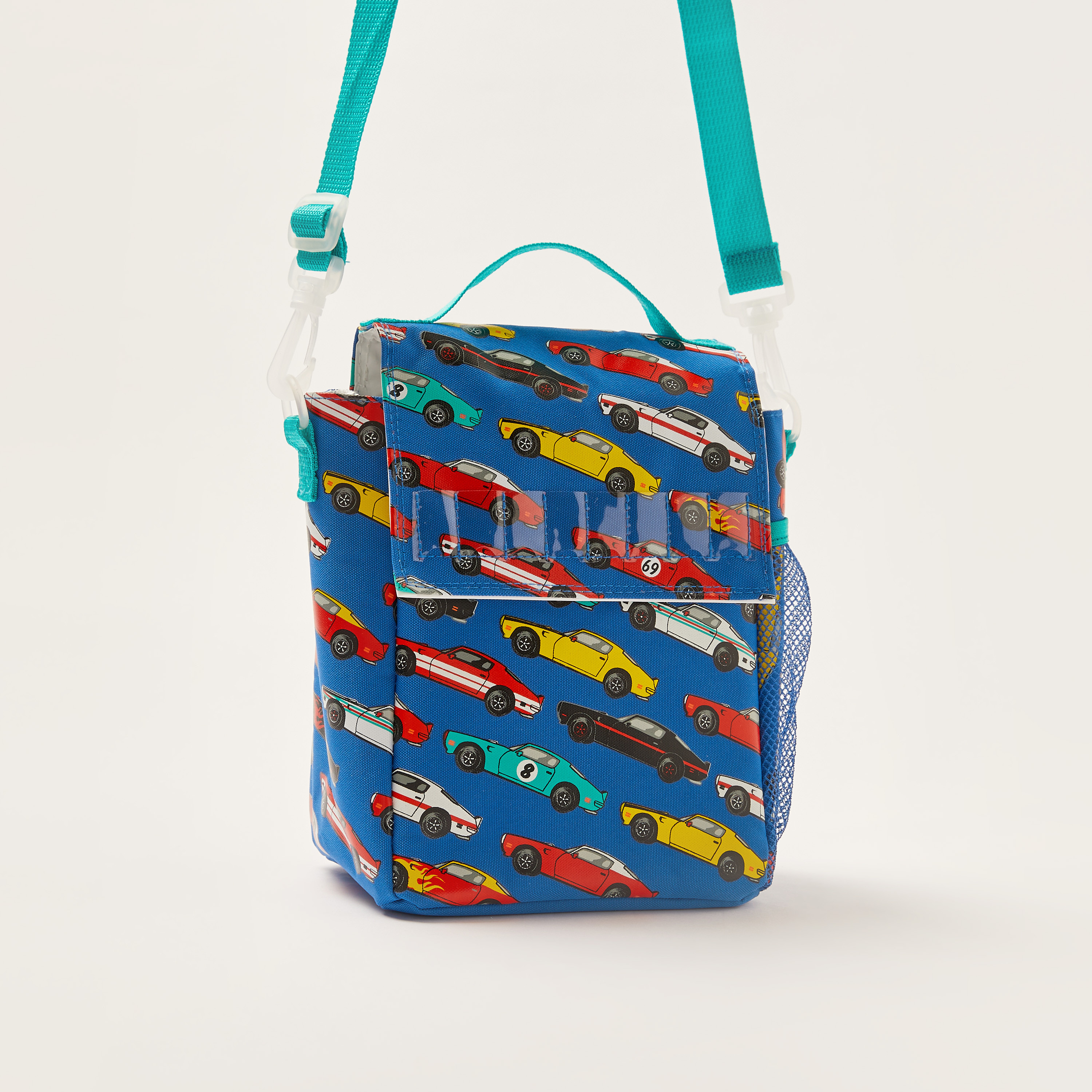 Juniors Car Print Lunch Bag with Detachable Strap and Flap Closure-school-lunchessentials-lunchbags-image-2