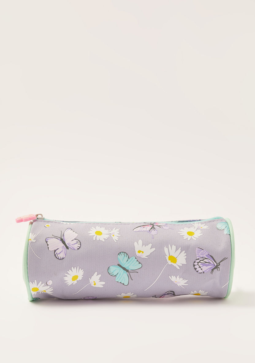 Juniors Butterfly Print Pencil Case with Zip Closure-Pencil Cases-image-0