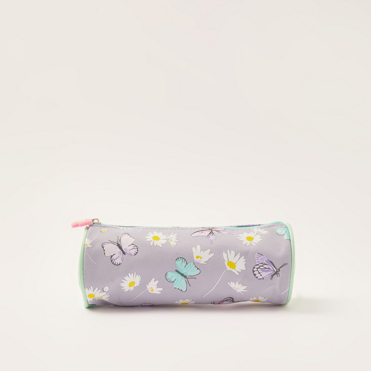 Juniors Butterfly Print Pencil Case with Zip Closure
