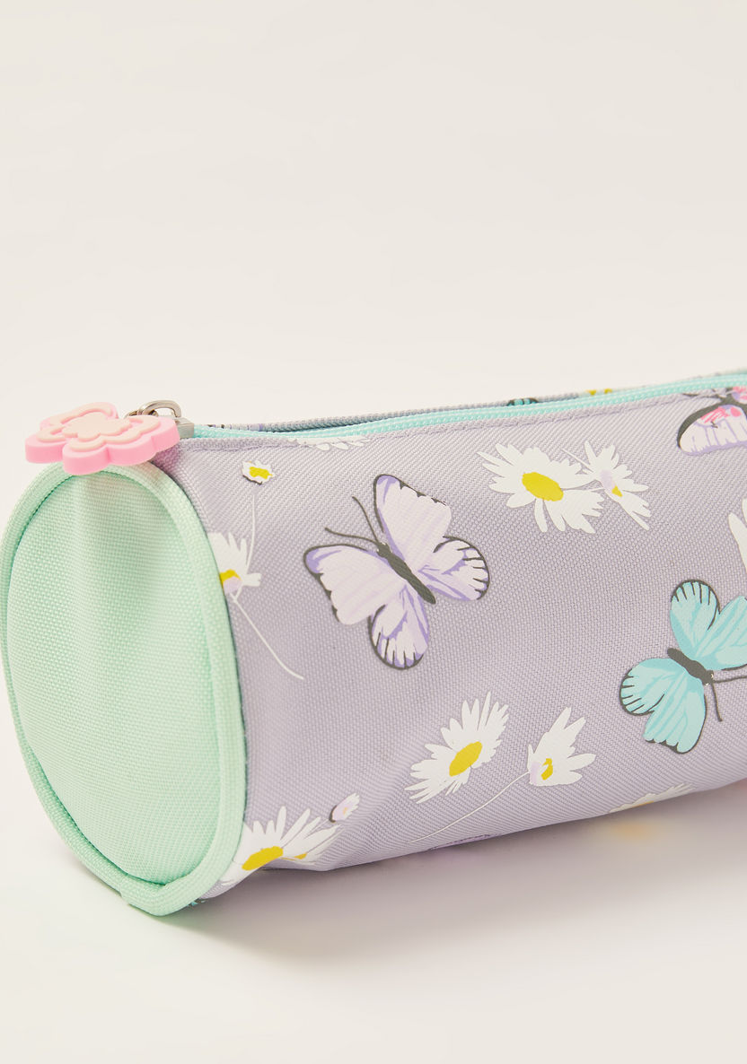 Juniors Butterfly Print Pencil Case with Zip Closure-Pencil Cases-image-2