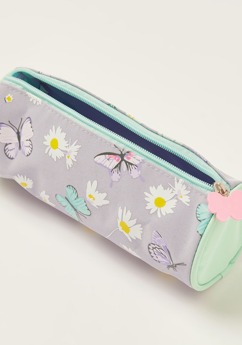 Juniors Butterfly Print Pencil Case with Zip Closure-Pencil Cases-image-3