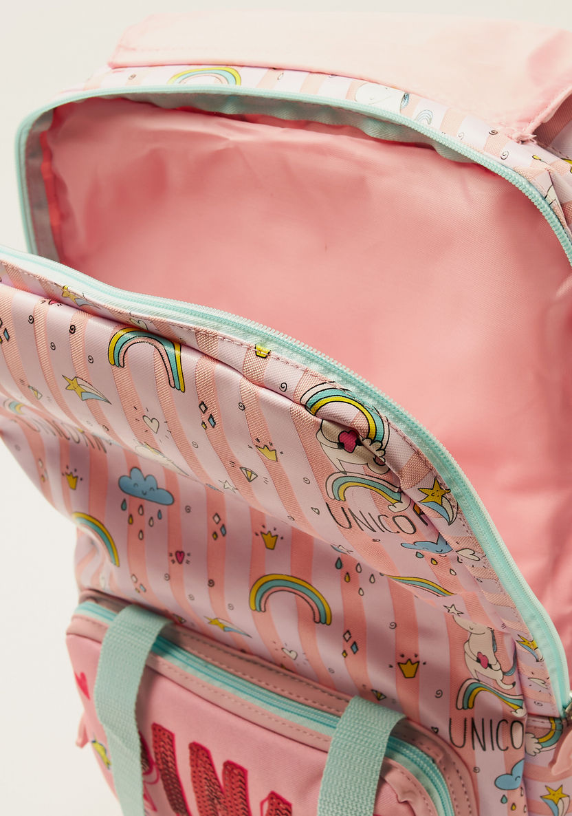 Juniors Unicorn Print Backpack - 16 inches-Backpacks-image-6