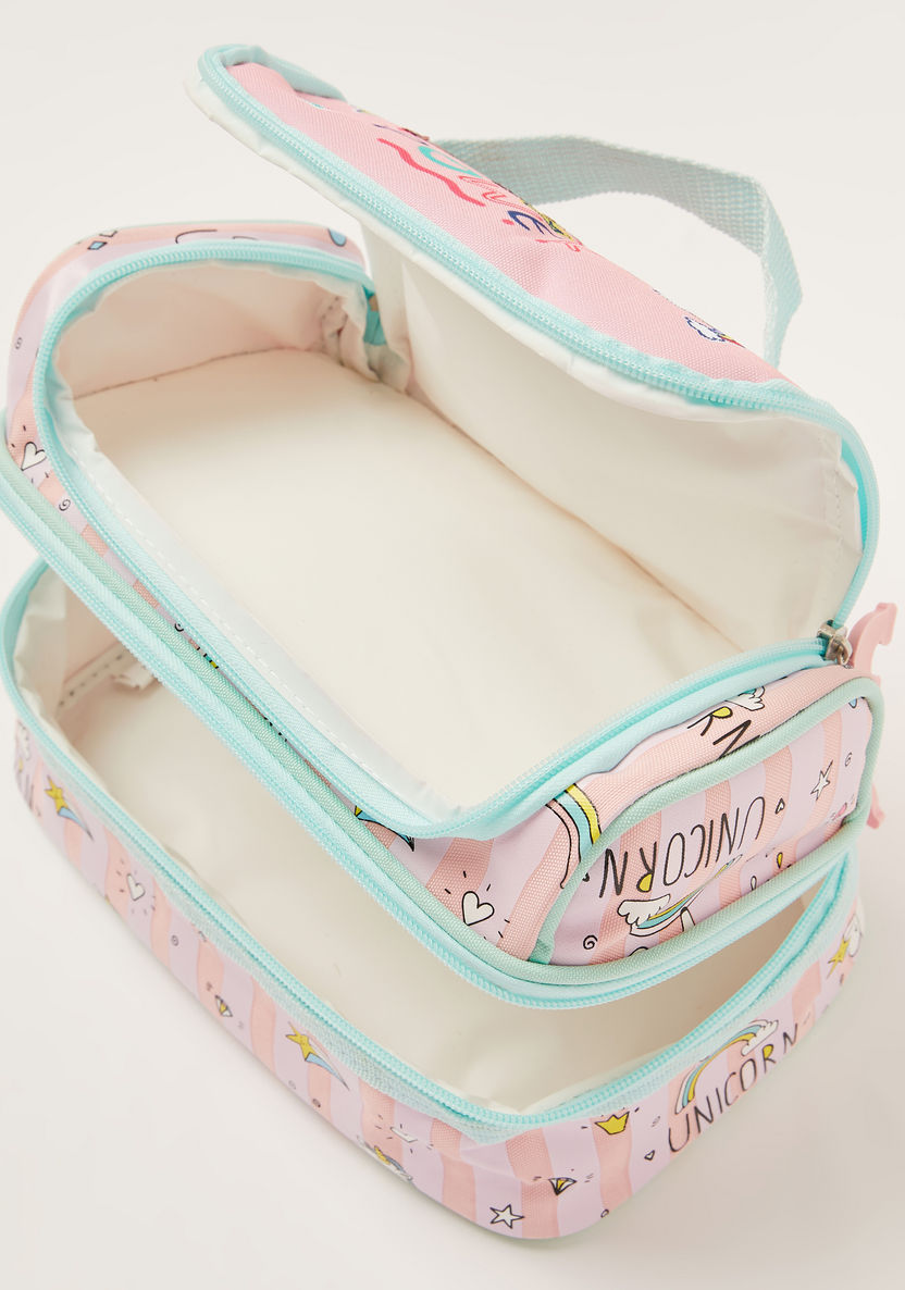 Juniors Unicorn Print Lunch Bag with Zip Closure-Lunch Bags-image-3