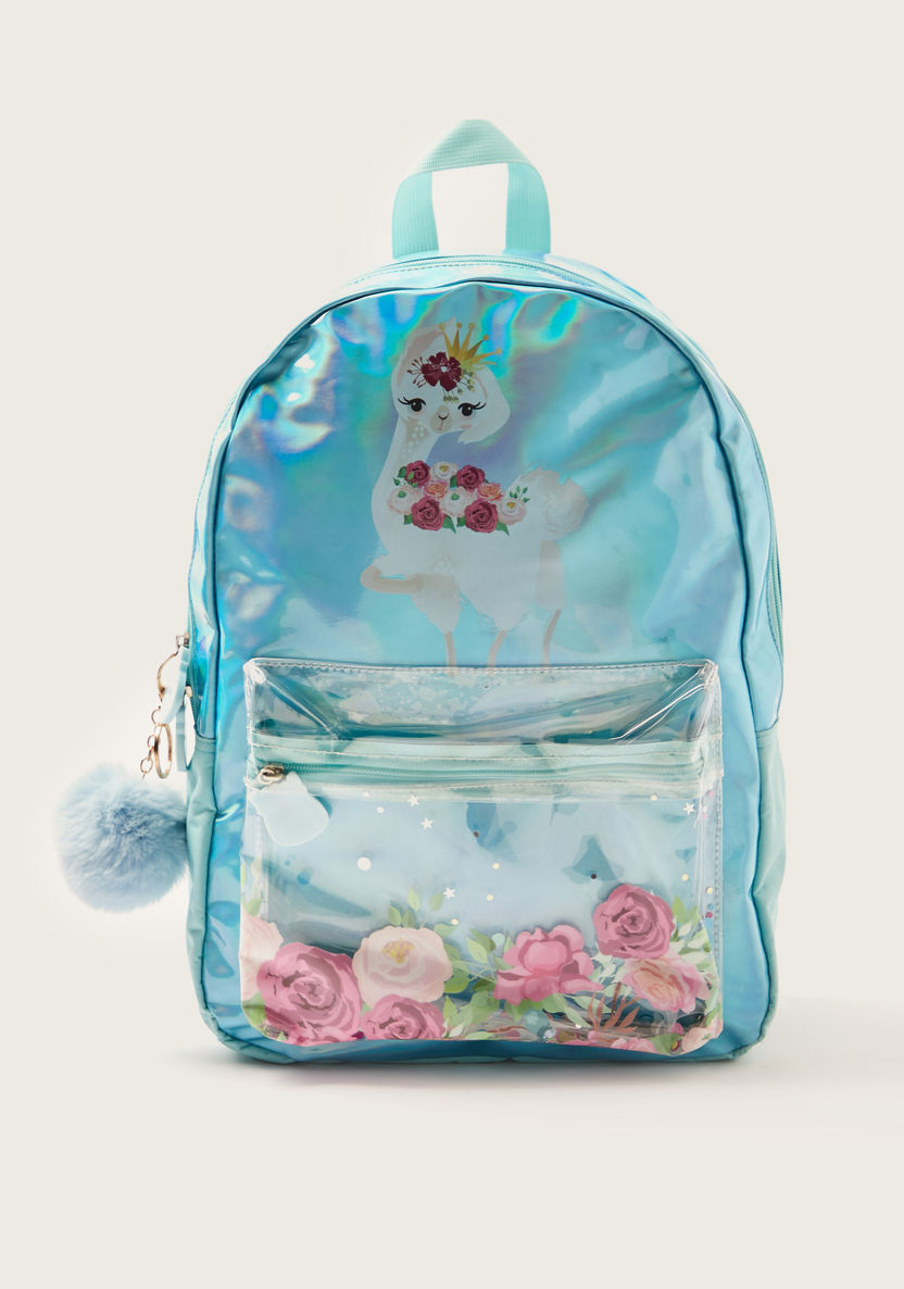Juniors Lama Print Backpack with Adjustable Shoulder Straps - 20 inches-Backpacks-image-0