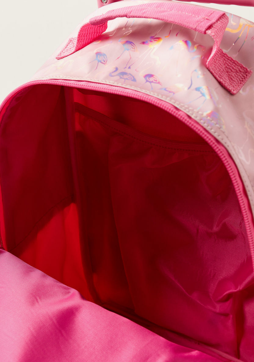 Juniors Sequin Detail 14-inch Trolley Backpack with Flamingo Zip Pulls-Trolleys-image-5