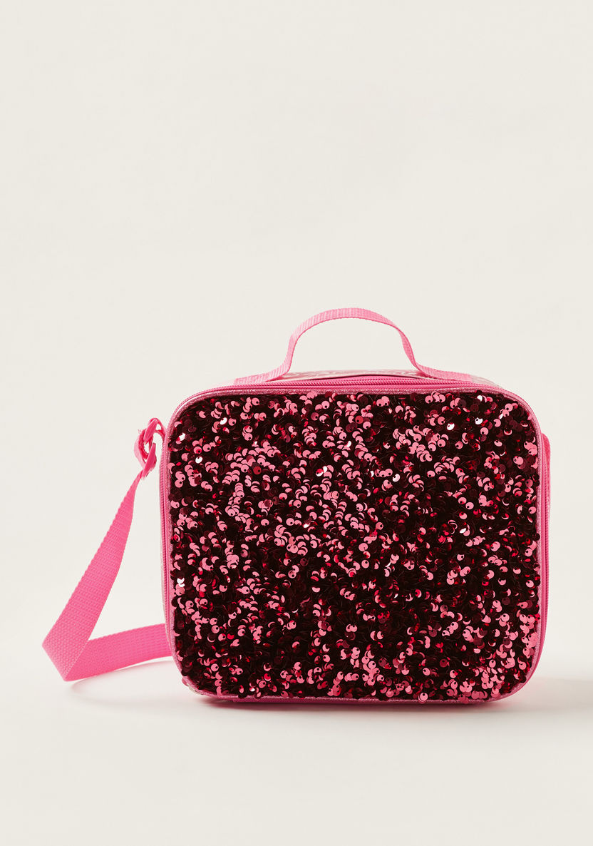 Juniors Sequin Embellished Lunch Bag with Adjustable Strap and Zip Closure-Lunch Bags-image-0