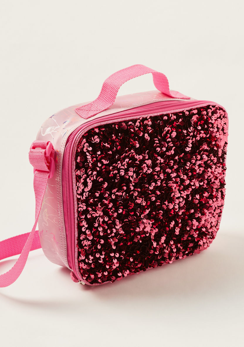 Juniors Sequin Embellished Lunch Bag with Adjustable Strap and Zip Closure-Lunch Bags-image-1