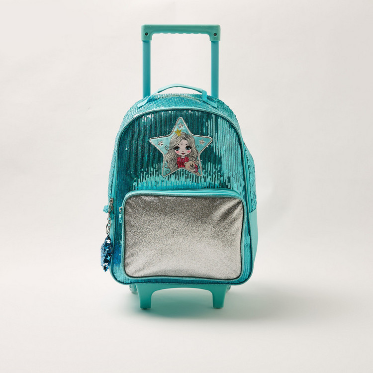 Juniors Embellished 16-inch Trolley Backpack with Zip Closure