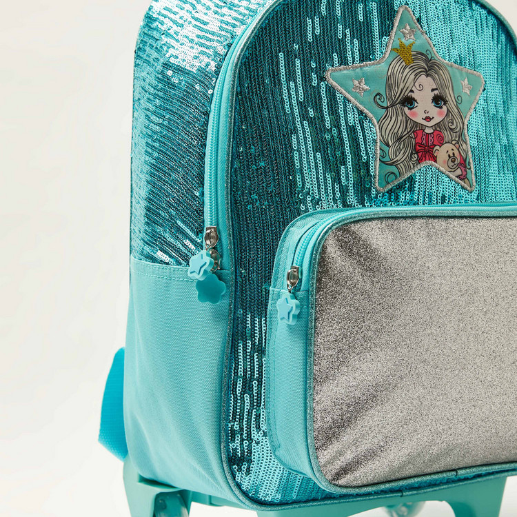 Juniors Embellished 14-inch Trolley Backpack with Zip Closure