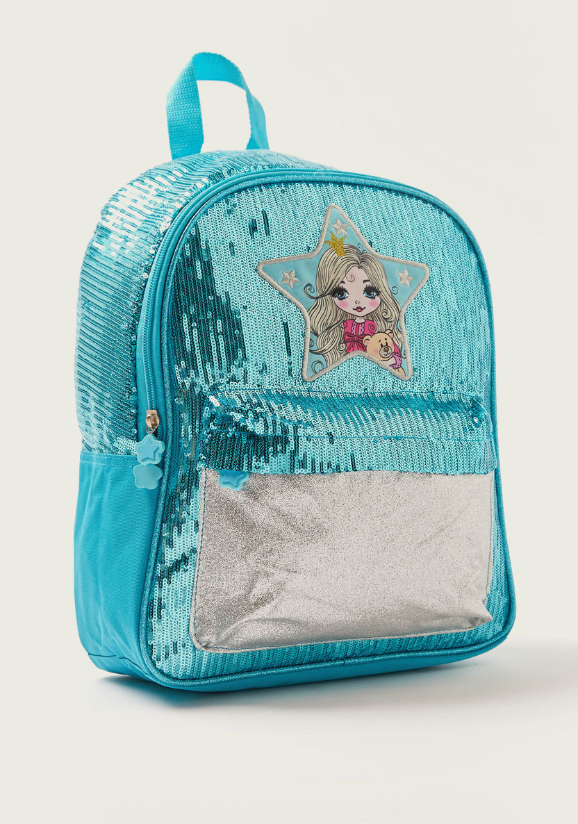 Juniors Sequin Embellished Backpack - 14 inches-Backpacks-image-1