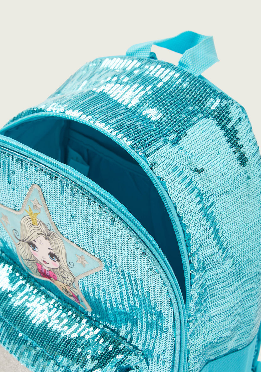 Juniors Sequin Embellished Backpack - 14 inches-Backpacks-image-4
