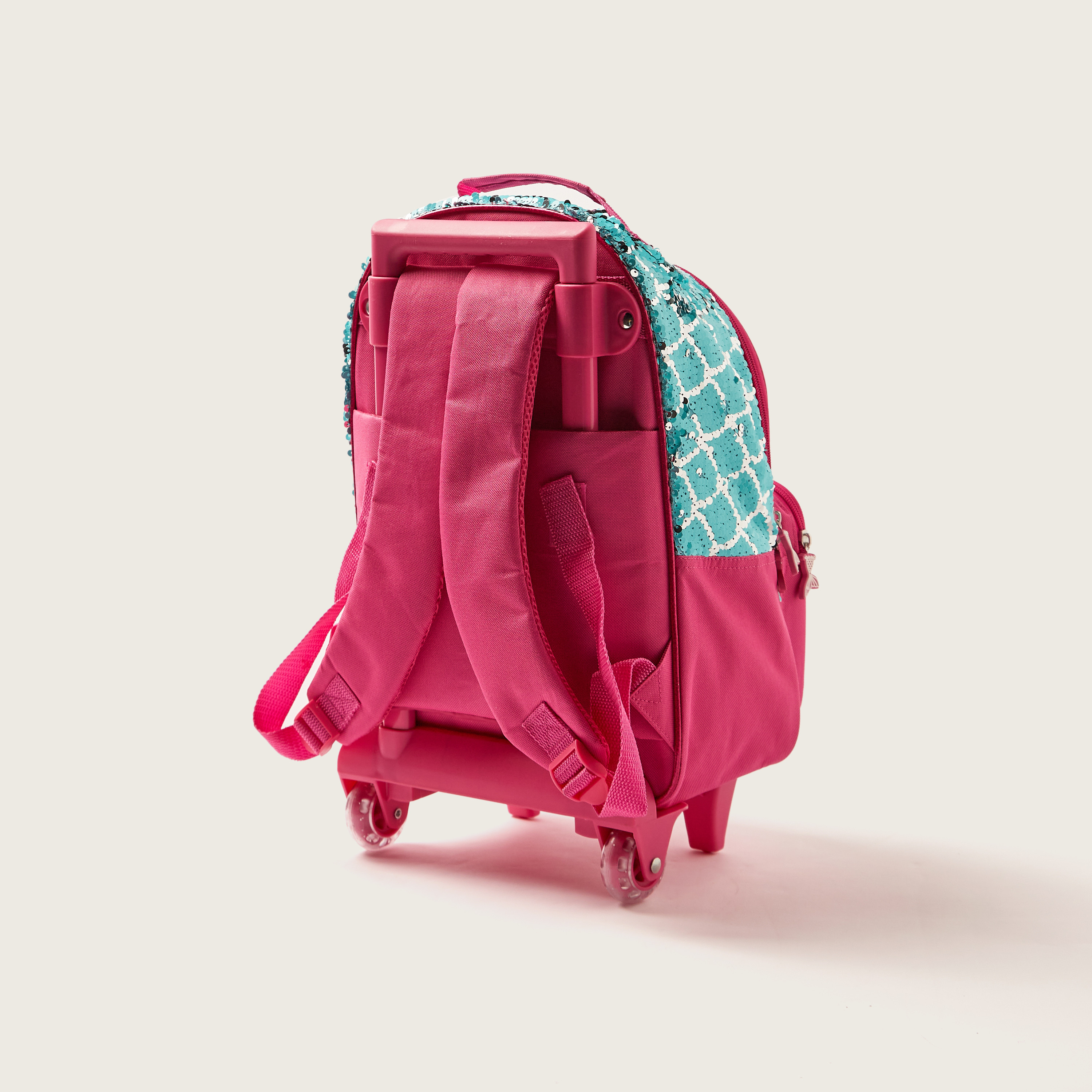 Juniors Mermaid Print Trolley Backpack with Sequin Detailing and Adjustable Straps - 16 inches-school-bagsandbackpacks-trolleybags-image-5